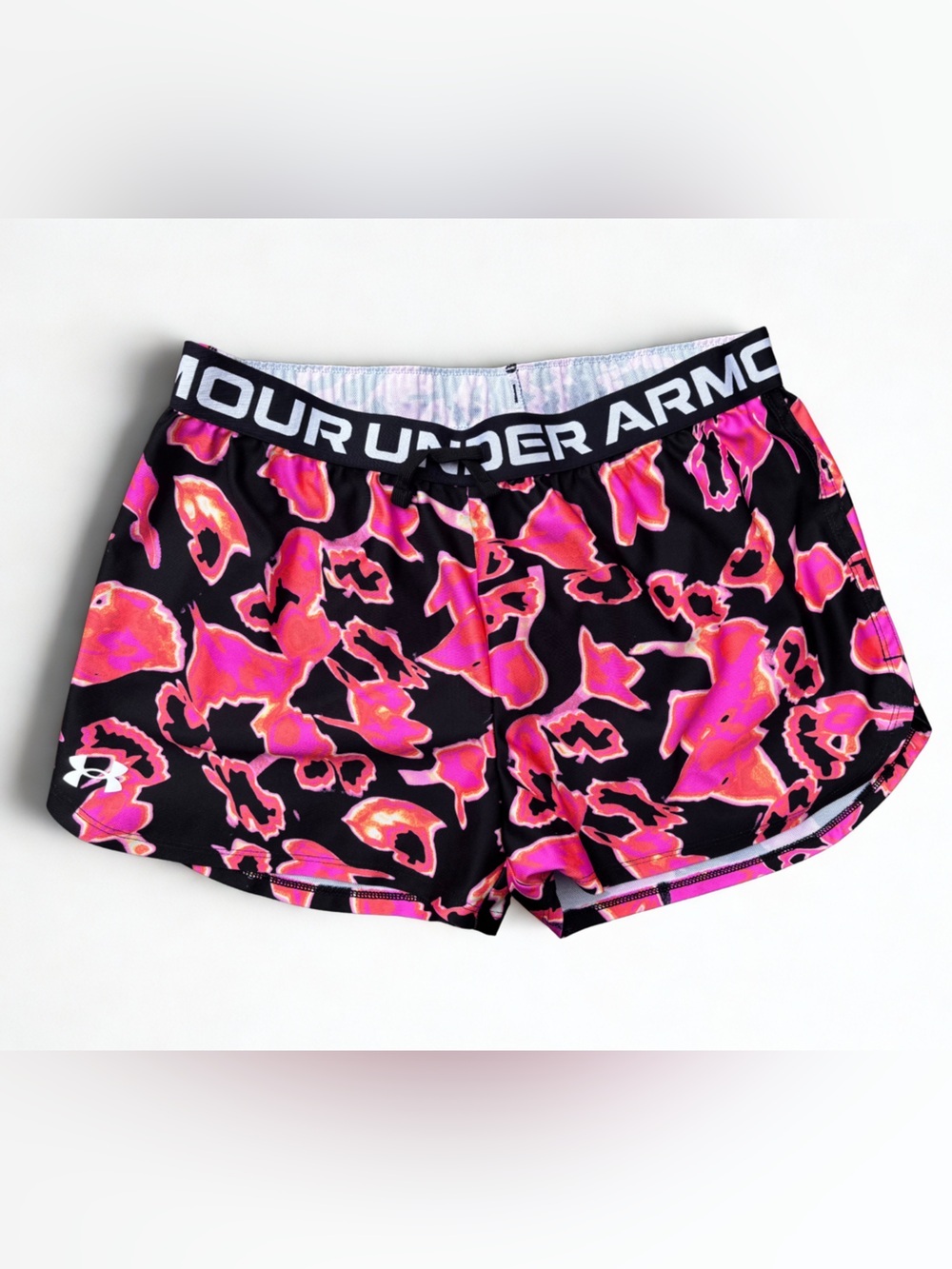 Under Armour Black & Hot Pink Athletic Print Shorts Youth Sz XL